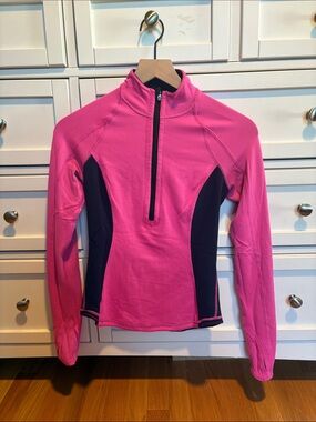 lululemon athletica Pink and Black Long Sleeve Half-Zip Top